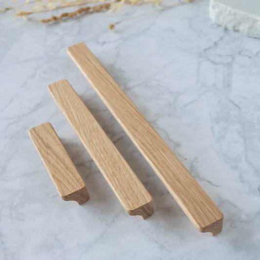 Poignée de meuble en bois massif, fabriquée en chêne, qualité artisanale